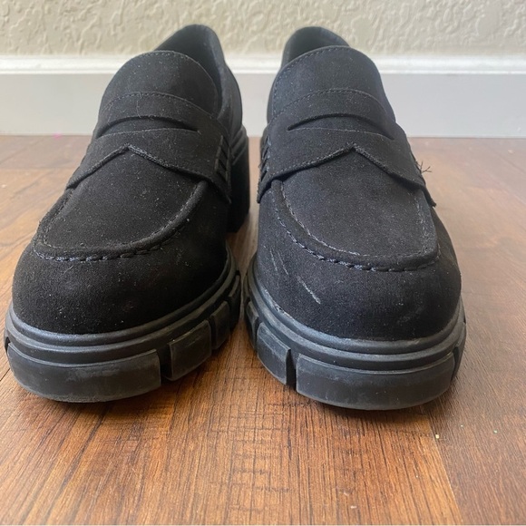 ASOS Sloane Y2K Chunky Lug Sole Preppy Collegiate Penny Mid Heeled Loafer SZ 7W - Picture 5 of 16